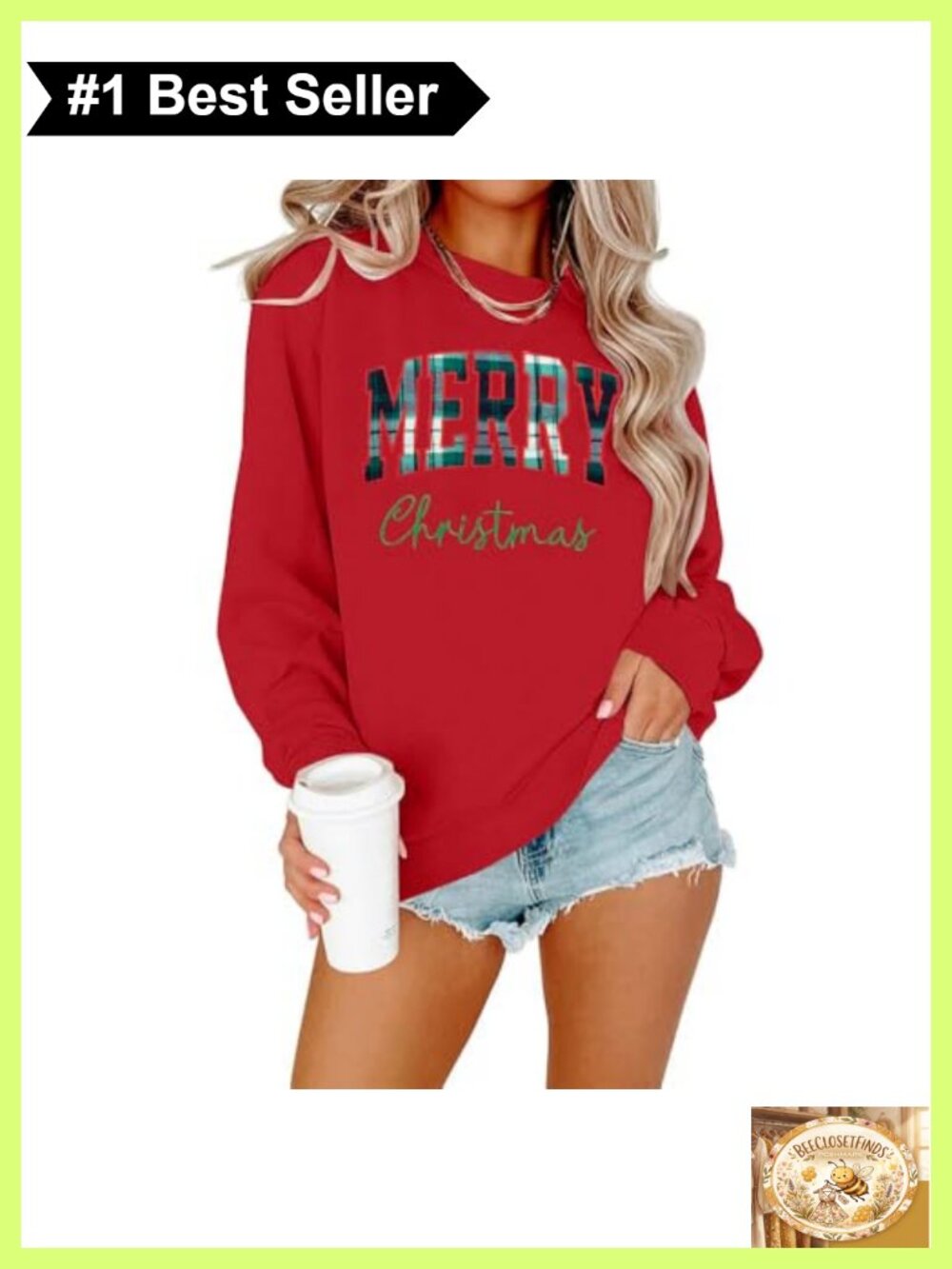 Merry Christmas Plaid Sweatshirt Embroidered Pullover Women Holiday